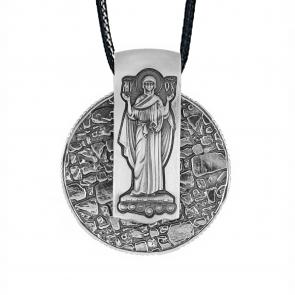 Православная подвеска из черненого серебра на текстильном шнурке Иордань Б-П-384 Нерушимая стена фото